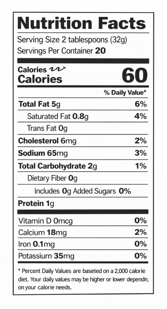 nutritional facts garlic sauce